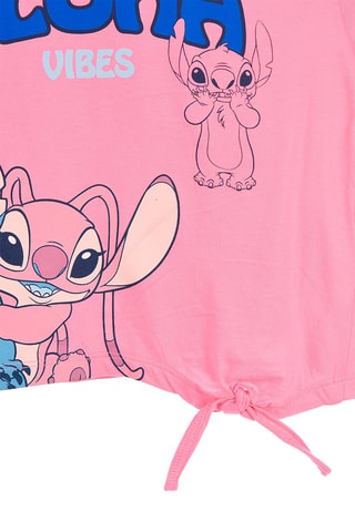Camiseta anudada Ángel y Stitch Lilo y Stitch Disney - Rosa