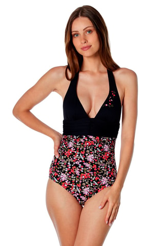 Maillot 1 pièce Noir et rouge