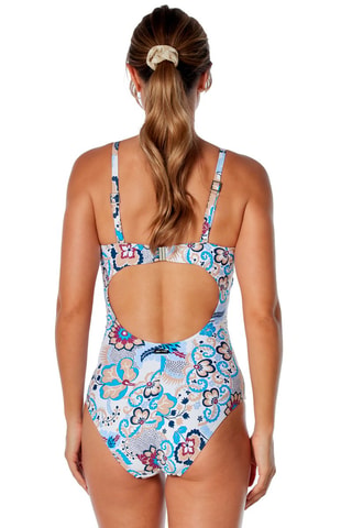 Maillot 1 pièce Blanc et bleu