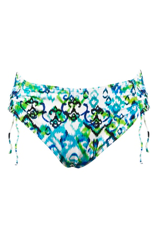 Bas de maillot taille haute - Blanc et bleu
