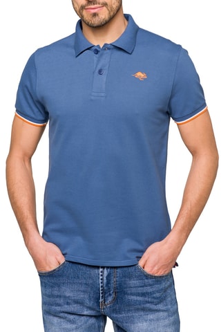 Polo Lizard - Azul - Branco, azul e laranja