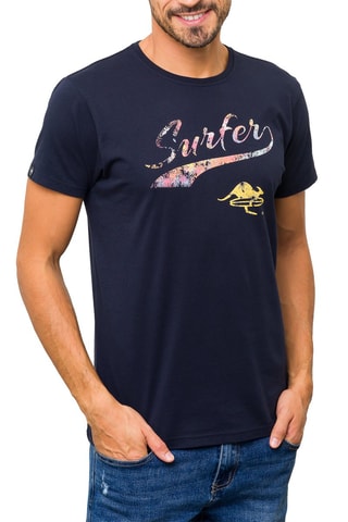 T-shirt Surfer Azul-marinho e rosa - Rosa e azul