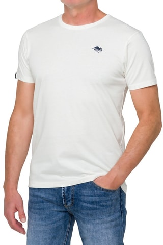 T-shirt regular - Branco - Branco e azul