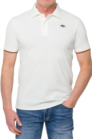 Polo regular Lizard - Branco e caqui