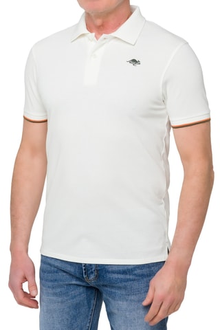 Polo regular Lizard - Branco e caqui