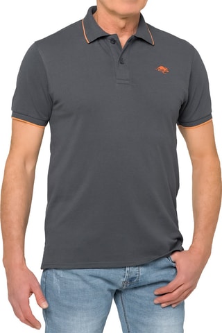 Polo regular - Cinzento - Cinzento e laranja