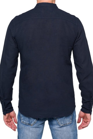 Camisa regular em linho - Azul-marinho - Azul-marinho