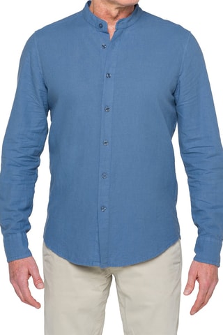 Camisa regular em linho - Azul - Azul-escuro