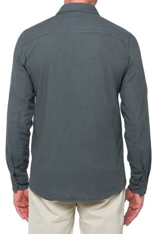 Camisa regular em linho - Cinzento-escuro - Cinzento