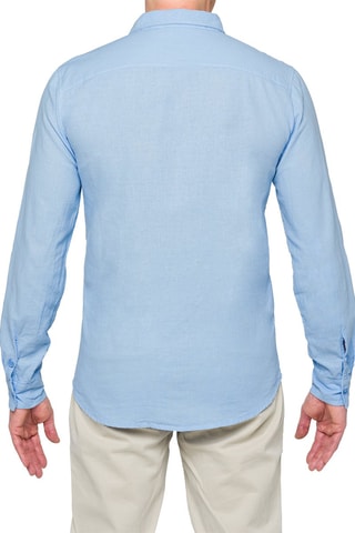 Camisa regular em linho - Azul-claro - Azul-claro