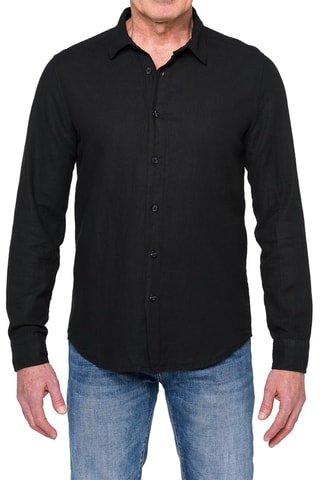 Camisa regular em linho - Preto - Preto