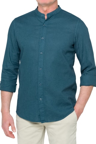 Camisa regular em linho Tongareva - Azul-pato