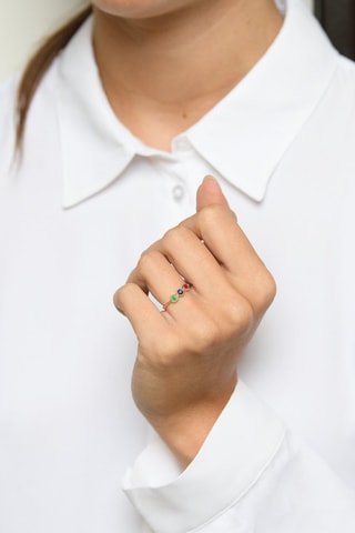 ##Bague Trio Précieux - Or jaune, rubis, saphir et émeraude