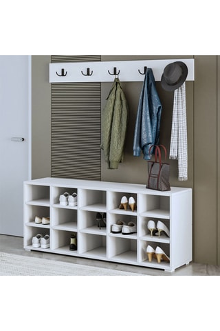 Meuble à chaussures et porte-manteau