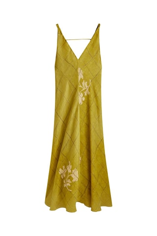 Vestido comprido de alças aos quadrados - Verde-azeitona