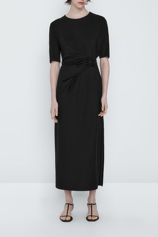 Vestido preto com argola - Preto