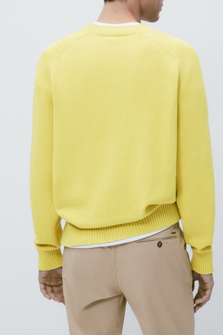 Pull à col rond en pur coton - Jaune