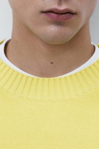 Pull à col rond en pur coton - Jaune
