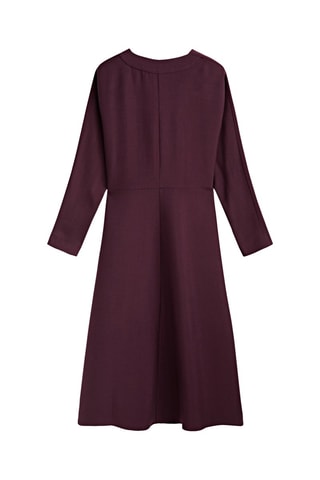 Vestido midi fluído gola em V - Bordô