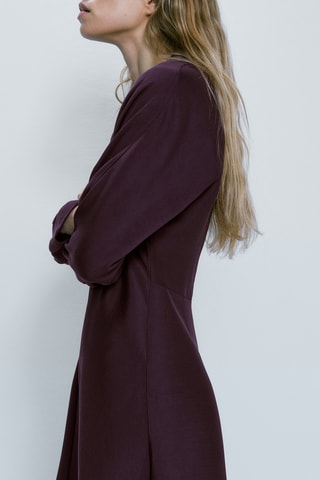Vestido midi fluído gola em V - Bordô