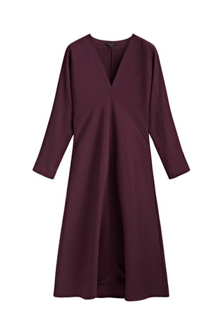 Vestido midi fluído gola em V - Bordô