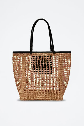 Sac cabas raphia ajouré - Naturel