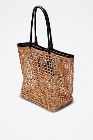 Sac cabas raphia ajouré - Naturel