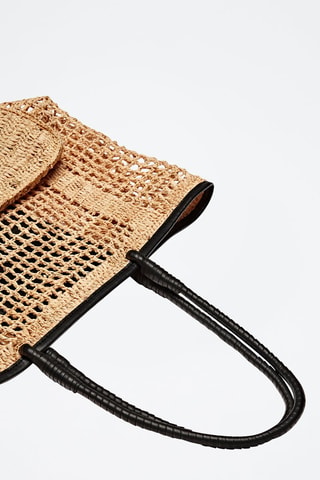 Sac cabas raphia ajouré - Naturel