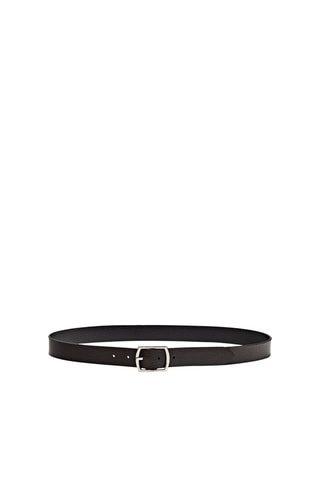 Ceinture réversible en cuir foulé - Noir