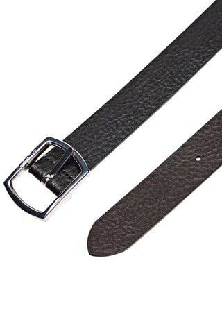 Ceinture réversible en cuir foulé - Noir