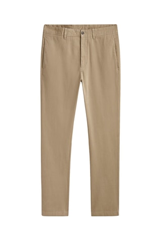 Pantalon chino mélange de coton coupe tapered - Beige