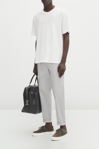 Pantalon jean popeline relaxed fit - Gris clair