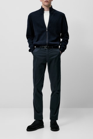 Pantalon chino en coton slim fit - Bleu marine