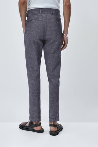 Pantalon chino fil-à-fil tapered fit - Bleu marine chiné