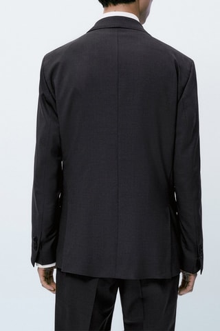 Veste de costume tailleur grise en laine bi-stretch - Gris foncé