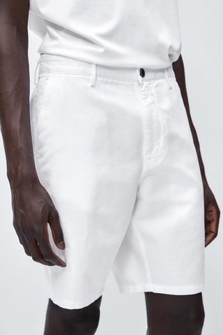 Bermuda avec du lin et du coton - Blanc