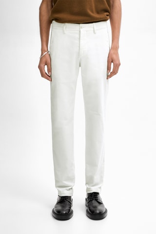 Chino slim en velours - Blanc cassé