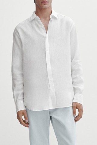 Chemise slim en lin - Blanc