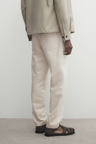 Pantalon carotte en lin - Ecru