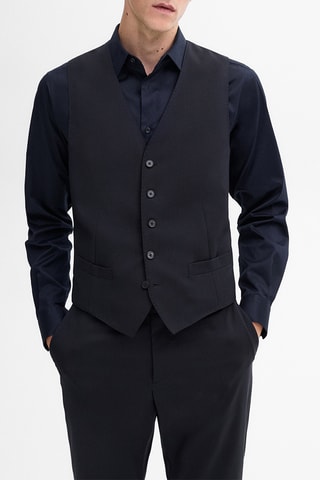 Gilet de costume en laine - Bleu marine