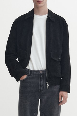 Blouson en cuir de chèvre - Bleu marine