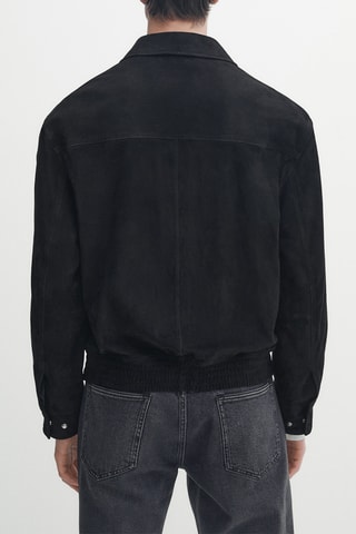 Blouson en cuir de chèvre - Bleu marine