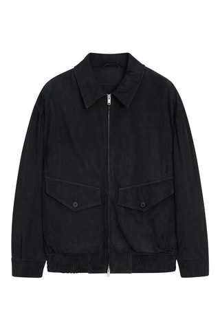 Blouson en cuir de chèvre - Bleu marine