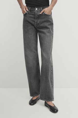 Jean droit taille haute - Gris
