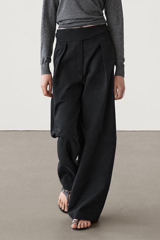 Pantalon wide legs en lin - Noir
