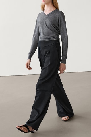 Pantalon wide legs en lin - Noir