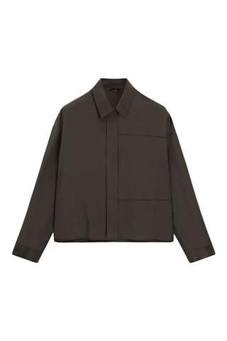 Camisa em seda - Castanho-escuro