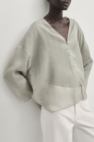 Camisa em rami - Verde-claro