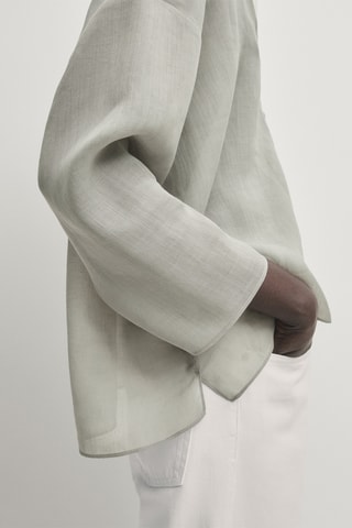 Camisa em rami - Verde-claro
