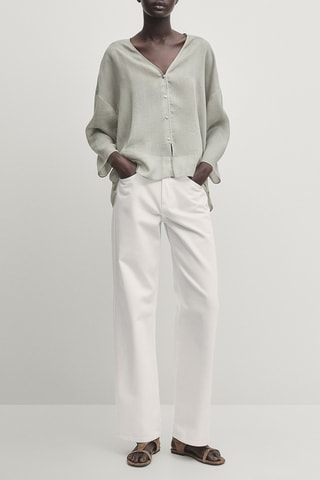 Camisa em rami - Verde-claro